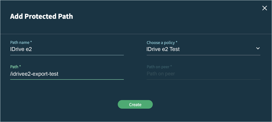 Vast Data Guide - Add protected path screen