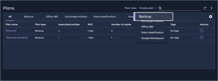 Commvault cloud guide - Create plan and select backup