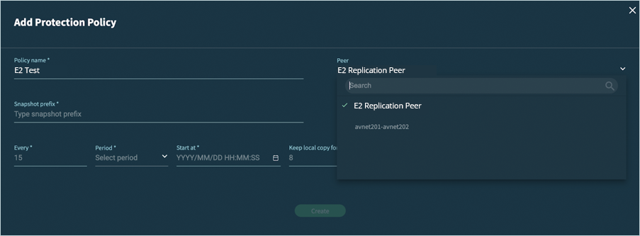 Vast Data Guide - Add protection policy details screen