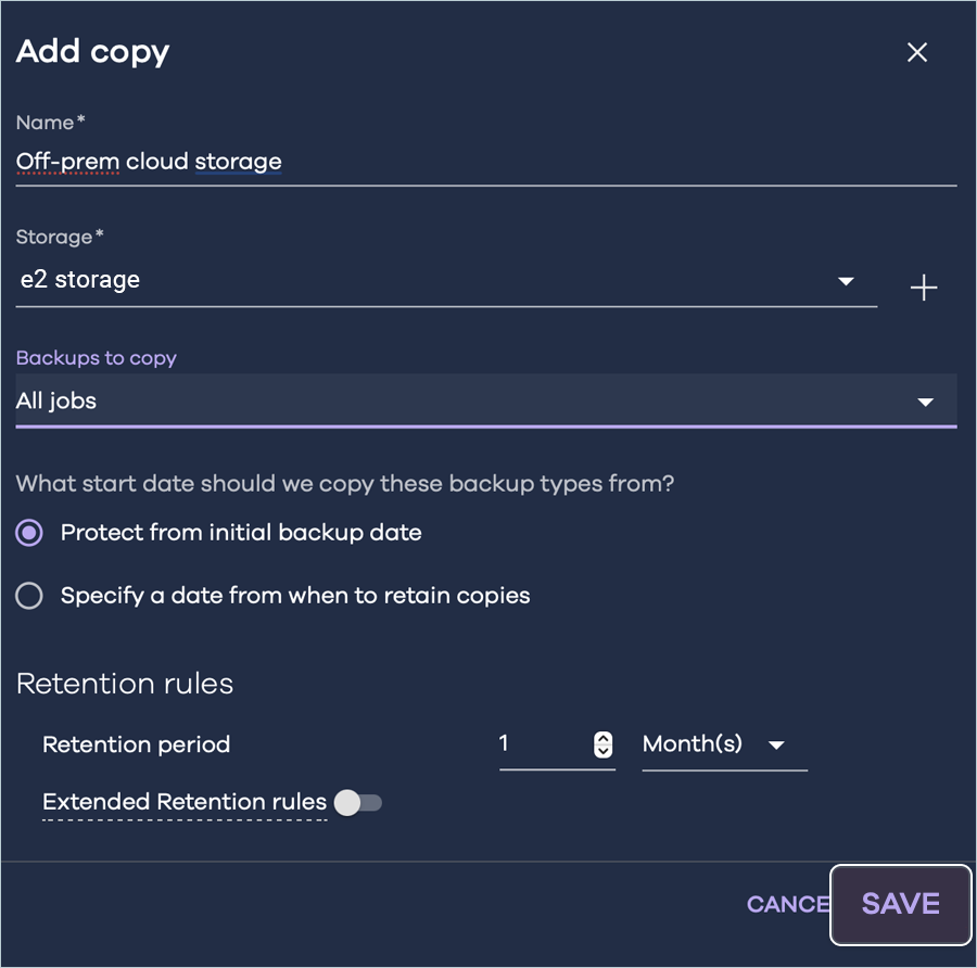 Commvault cloud guide - Provide required information and save