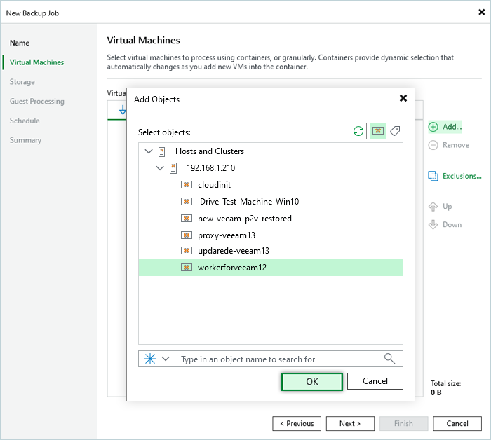 Veeam Proxmox Guide - select machine and click OK