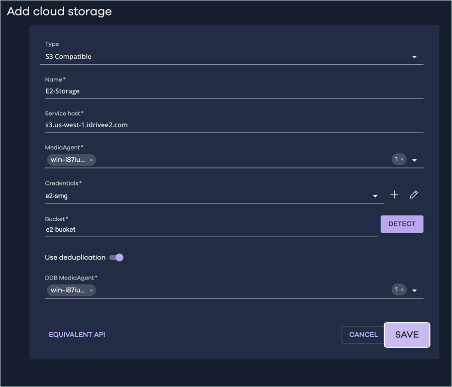 Commvault cloud guide - Specify DB location and save