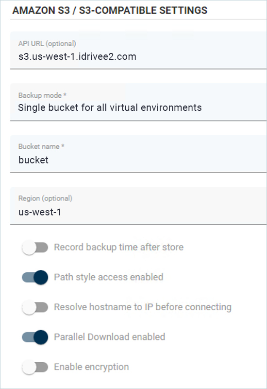 Storware guide - Enter bucket details screen